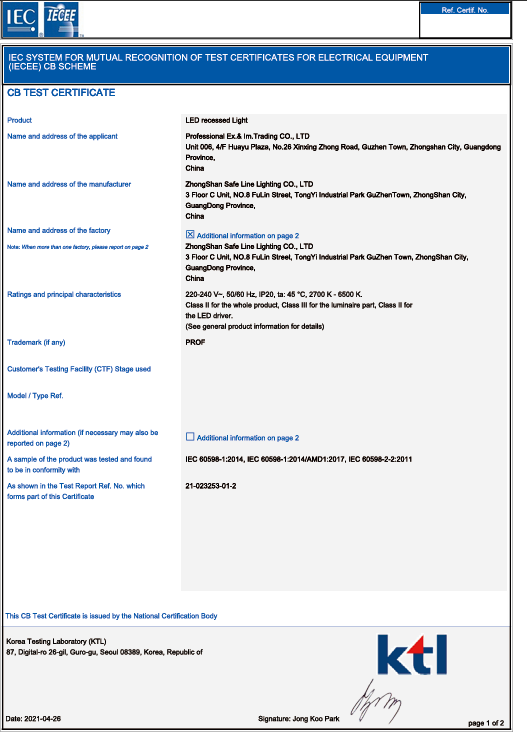 CB Test Certificate