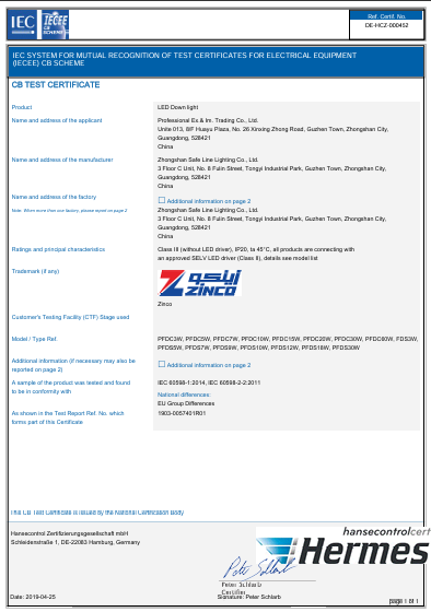 CB Test Certificate